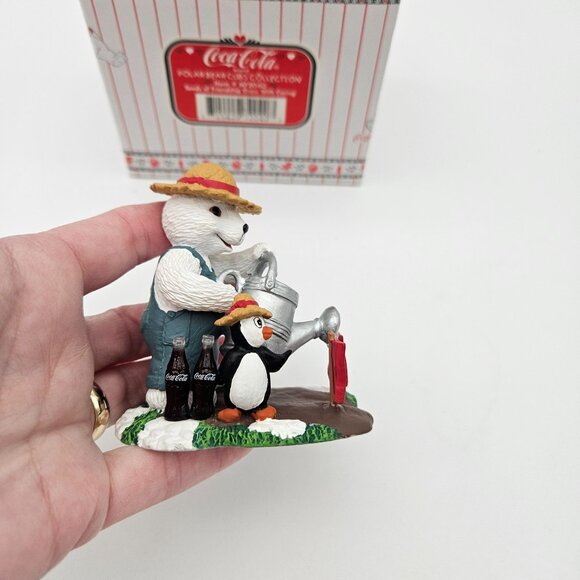 Coca Cola Polar Bear Cubs Figurine Penguin Gardening Planting Seeds Friendship - Picture 3 of 8